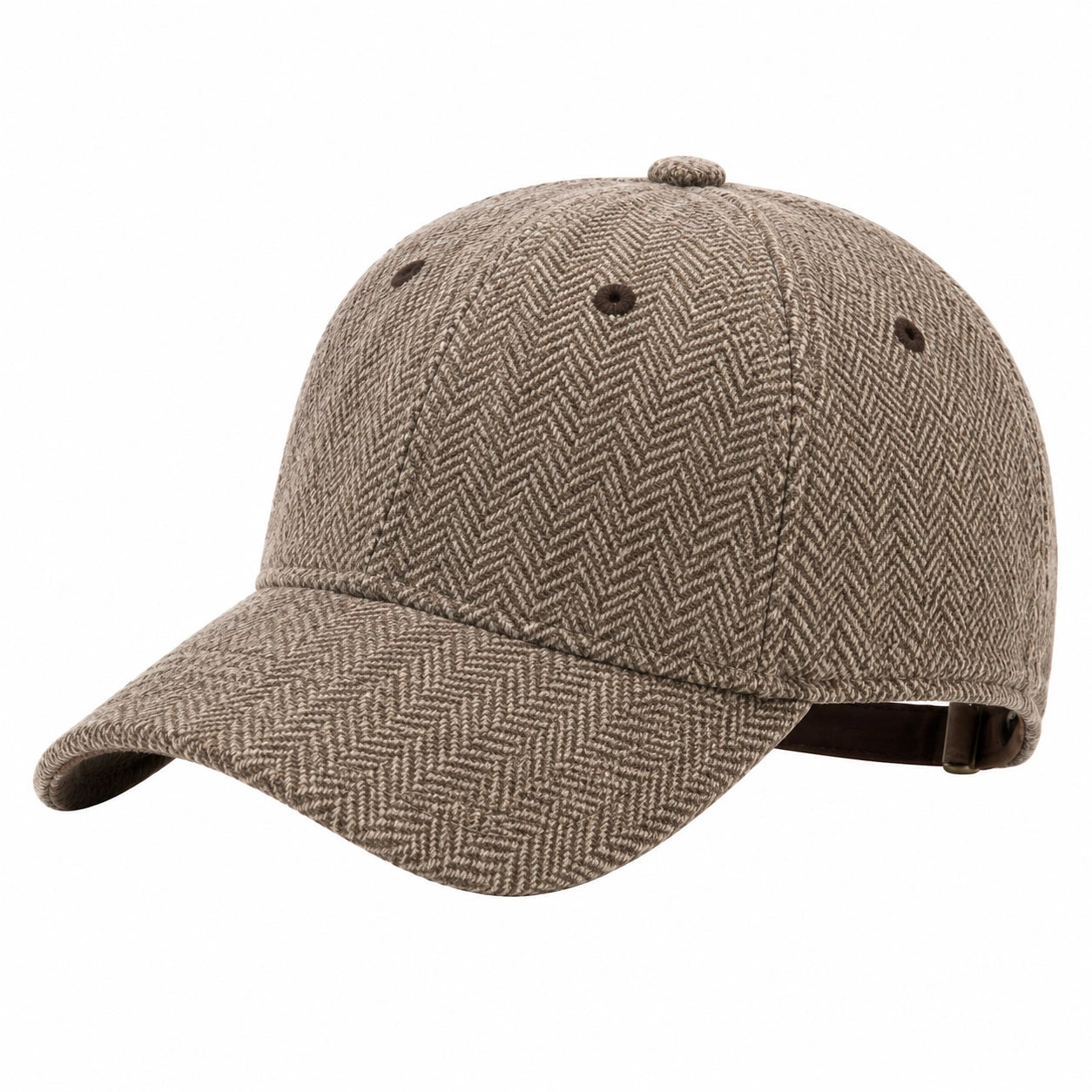 Baseballkappe Einheitsgröße aus Textil in Taupe mit Fischgrätmuster verstellbar