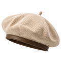 Baskenmütze Einheitsgröße aus Cord Beige - klassische Freizeitkopfbedeckung