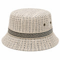Anglerhut Einheitsgröße aus Webstoff in Beige Grau mit Krempe