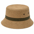 Bucket Hat Einheitsgröße aus geflochtenem Naturfaser-Material Beige/Olive mit Belüftungsösen