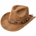 Cowboyhut Einheitsgröße Braun in Lederoptik mit dekorativem Hutband