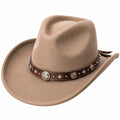 Cowboyhut Einheitsgröße in Taupe mit Filzoptik und Zierband im Westernstil