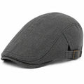 Schiebermütze Einheitsgröße aus grauem Textilgewebe mit Fischgrätmuster - verstellbare Flatcap
