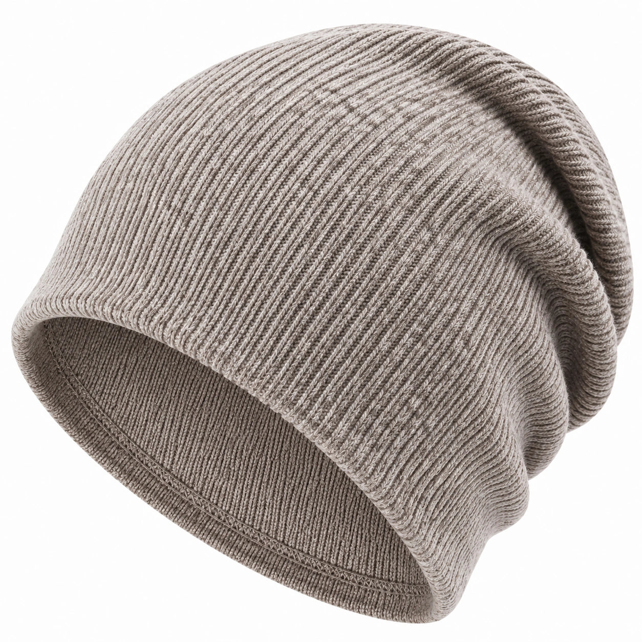 Strickmütze Einheitsgröße Taupe gerippt für Alltag