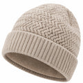 Strickmütze Einheitsgröße Beige mit Fleecefutter für Damen und Herren