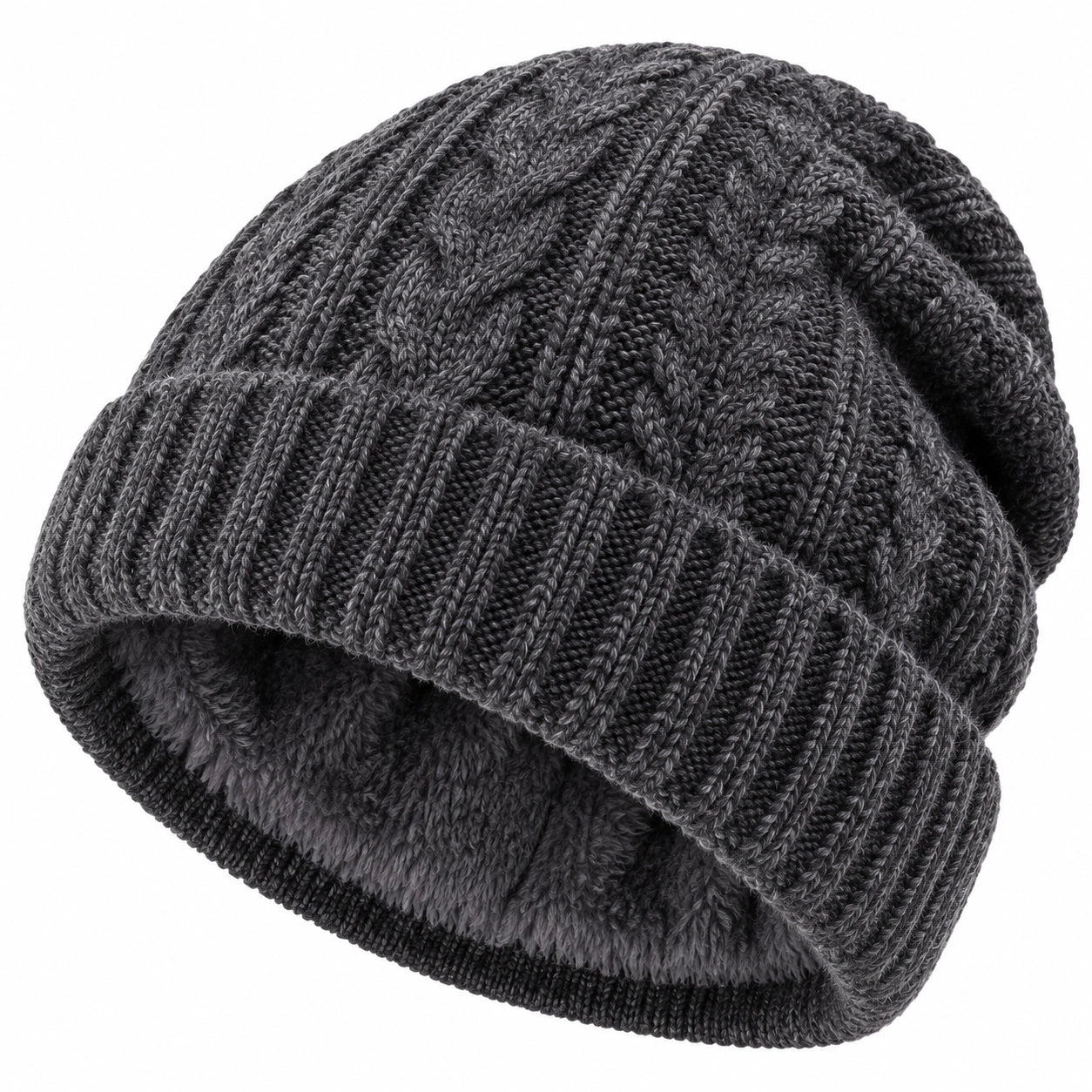 Strickmütze Einheitsgröße Textil Dunkelgrau für Alltag mit Umschlag