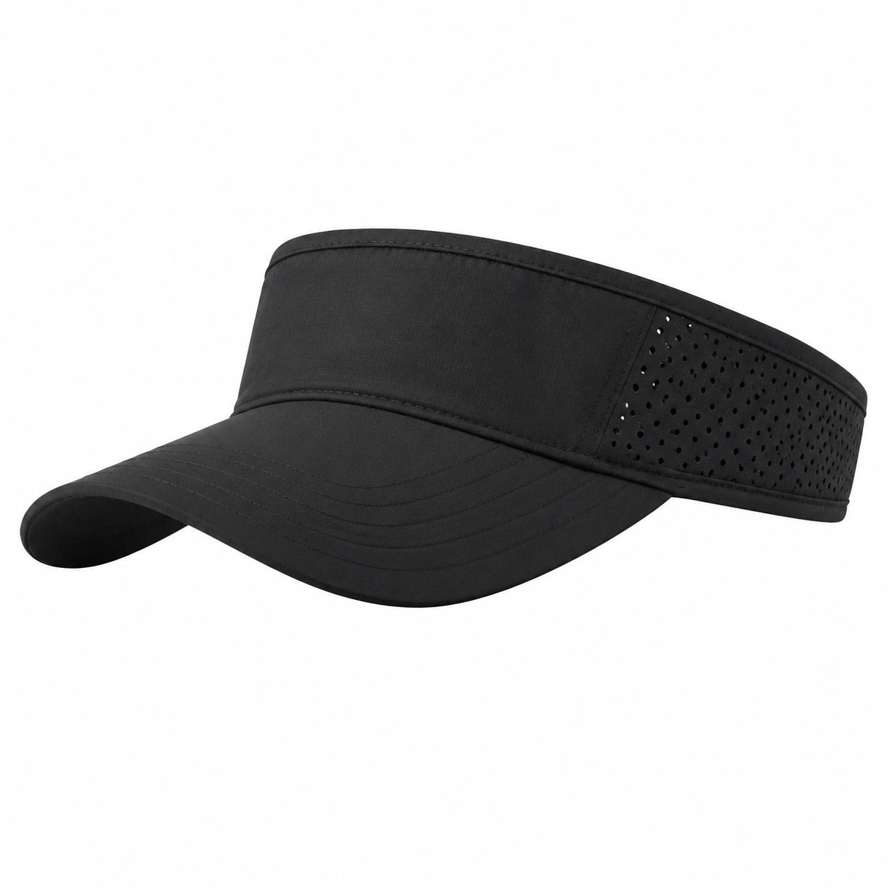 Sonnenschild Einheitsgröße Schwarz mit perforierten Seiteneinsätzen für Sport und Freizeit